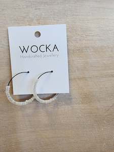 Frosted Bead Black Hoops