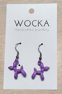 Purple Balloon Dog Earrings