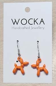 Orange Balloon Dog Earrings