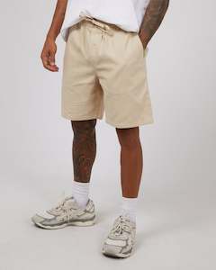 Clothing: Linen Blend 17" Jogger Shorts - Oat