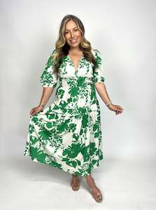 Clothing: LEONI Lynn Dress - Green Floral