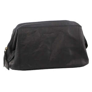 Pierre Cardin Rustic Leather Toiletry Bag Black