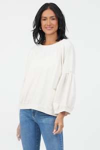 Suzy D Bea Sweatshirt with Balloon Sleeve - Cream