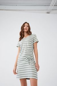 FDJ Short Sleeve Rouched Dress - Bay Leaf