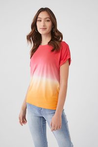 FDJ Dip Dyed Boatneck Top - Papaya Ombre