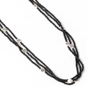 Clothing: Stilen Kristen Triple Chain Beaded Necklace - Black