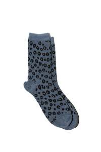 Clothing: Stilen Maya Leopard Print Socks - Blue