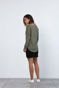 Clothing: LAYLA L/S TEE - KHAKI - clearance