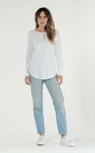 Clothing: LAYLA L/S TEE - WHITE - clearance