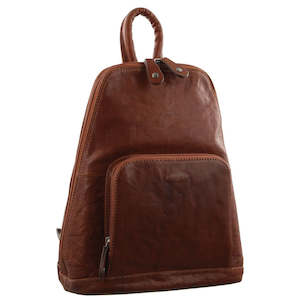 Clothing: CHESTNUT BROWN LEATHER BACKPACK