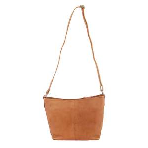 Clothing: Milleni Nappa Leather Crossbody Bag - Cognac