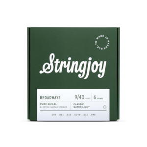 String Joy: Stringjoy Broadways | Classic Super Light Gauge (9-40) Pure Nickel Electric Guitar Strings