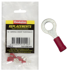 Champion 1/4in / 6.3mm Red Ring Terminal 10pk