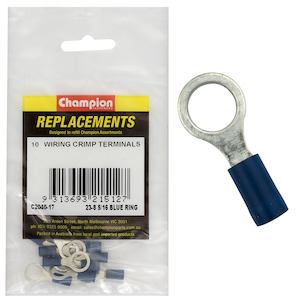 Champion 5/16in / 8mm Blue Ring Terminal 10pk