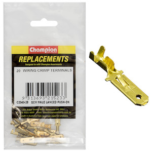 Auto Crimp Terminals: Champion Male Lanced Push-On Terminal 20pk