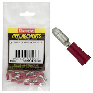 Auto Crimp Terminals: Champion Red Male Bullet Terminal 25pk