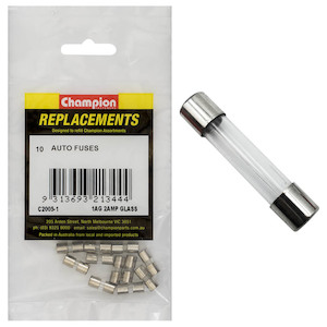 Champion 1Ag 2Amp Glass Fuse 10pk