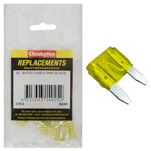 Auto Fuses: Champion 20Amp Mini Blade Fuse (Yellow) 15pk