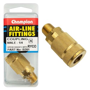 Brass Fittings: Champion 1/4in Male Coupling Ryco interchange (1)