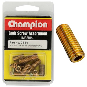 Champion 16Pc Imperial UNC Grub Set Screw Assortment