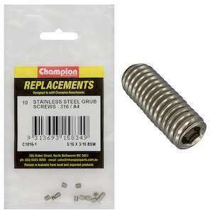 Champion M6 x 12mm Metric Grub Screw – 50pk