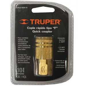 Compressors: Truper Air Hose Coupler Brass Female for Compressor 1/4"