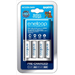 Chargers: Panasonic 220-240V Eneloop Overnight Charger W/4 X AA Rtu