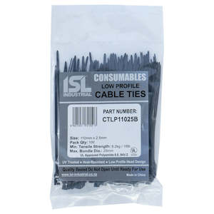 Low Profile: ISL 110x2.5mm Low Profile Cable Tie - UV Blk - 100pk