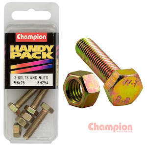 Champion Hex Set Screws M6 x 25mm & Nuts-M6 x 1mm