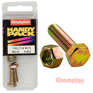 Blister Packs: Champion Hex Set Screws M6 x 16mm & Nuts-M6 x 1mm