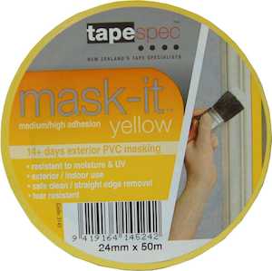 Tapespec Masking Tape - PVC Exterior Yellow 50m Roll 24mm Mask-it