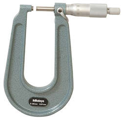 Mitutoyo Sheetmetal Micrometer 0-25mm with 100mm Throat Depth (Flat Anvils)