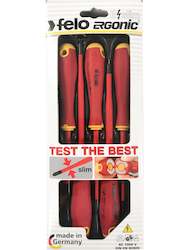 Felo 413 Series Ergonic E-slim Screwdriver Set 5pc Insulated Hardened Tip