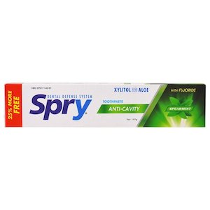 Toothpaste: Spry Xylitol and Aloe Fluoride Toothpaste by XLear- Spearmint