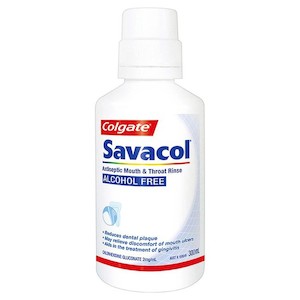 Toothpaste: Colgate Savacol Alcohol Free Antiseptic Mouth and Throat Rinse