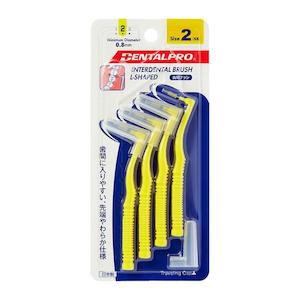 Dental Pro Interdental Brush L Shaped (4 pack) Size 2 0.8mm (SS) Yellow