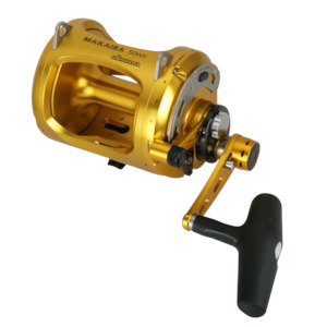 Sporting equipment: CD - Okuma REEL GAME MAKAIRA 50 WIDE 2 SPEED GOLD