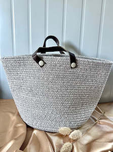 Grey Cotton Basket Bag