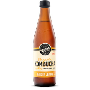 Remedy Kombucha Organic Ginger Lemon Bottle 330ml X 12