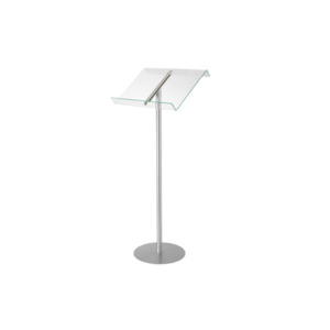 Manhattan Acrylic Lectern Floor Stand, A3 with Aluminium Pole and Steel Base