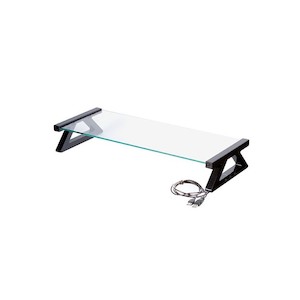 Esselte Monitor Stand Glass with 3 X USB 57cm Black Legs