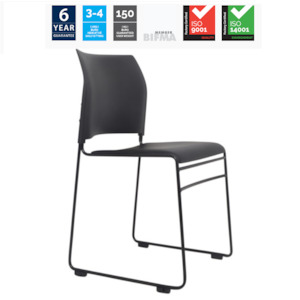 Buro Maxim Black/Reflective Silver(Chrome Color) Frame Chair, Free trolley with …