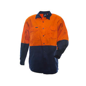 Hi Vis Shirts T Shirts Singlets: Safe-T-Tec | Orange/Navy 170gsm Cotton DO Shirt | 801131