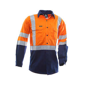 Hi Vis Shirts T Shirts Singlets: Safe-T-Tec | Orange/Navy Shirt 170gsm Cotton DN | 801134