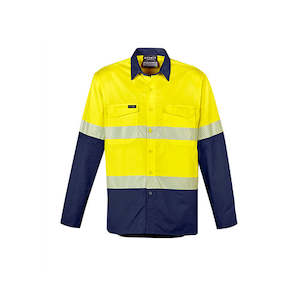 Syzmik Workwear | Mens Rugged Cooling Hi Vis Segmented Tape L/S Shirt | ZW229