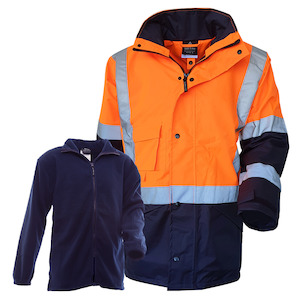 Fleece Workwear: Safe T Tec | Fleece Lined Essentials Orange/Navy Waterproof Jacket DN | 801162