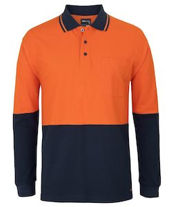 JBs Wear | Hi Vis Long Sleeve Cotton Pique Trad Polo | 6HVQL