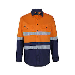 JBs Wear | Hi Vis (D+N) L/S Stretch Work Shirt with tape | 6DSWL