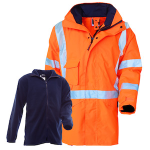 Jackets Non Hi Vis: Safe-T-Tec | TTMC Fleece Lined Essentials Full Orange Waterproof Jacket DN | 801161