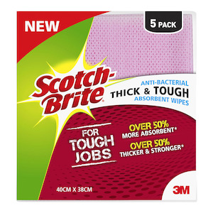 Scotch-Brite Anti-Bacterial Thick and Tough Absorbent Wipe Pkt/5